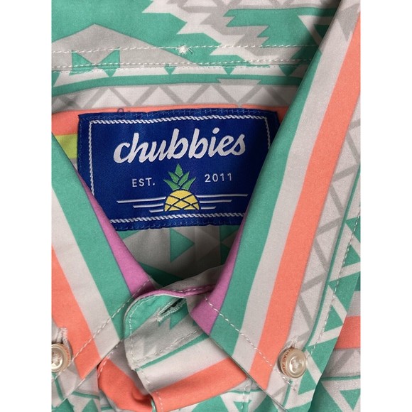 NEW Chubbies The En Fuegos Short Sleeve Poplin Button Down Shirt Men’s Small - Picture 3 of 5